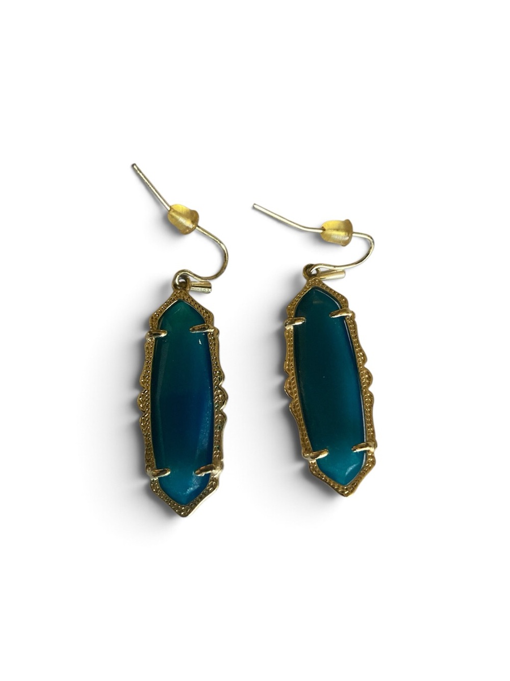 Kendra Scott Teal Glass Drop Earrings in Gold Frame - Women Jewelry